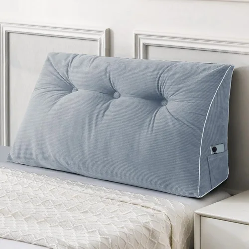 Miniatura 50 de Sasttie - Almohada de cabecero completa, almohada de cuña para cabecero para sentarse en la cama, cojín triangular de apoyo para la espalda