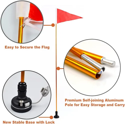 Miniatura 2 de Bandera de seguridad de montaje en pista de kayak de 4 pies, fácil instalación con base estable, kit de visibilidad para barco, canoa, yate, bote