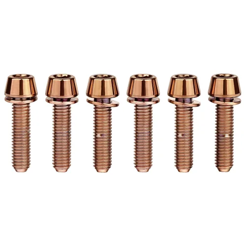 Miniatura 11 de Tornillos hexagonales de titanio M5x20mm con arandela Allen para vástago de bicicleta, paquete de 6 unidades (negro)