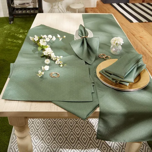 Miniatura 5 de DII Colección de mesa para interior/exterior con agujero para sombrilla con cremallera, lavable a máquina, celosía tonal, mantel, 60 pulgadas