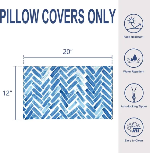 Miniatura 230 de Juego de 2 almohadas para exteriores de 16 x 16 pulgadas, repelentes al agua con interiores, para muebles de patio, hogar, jardín, geometría bohemia