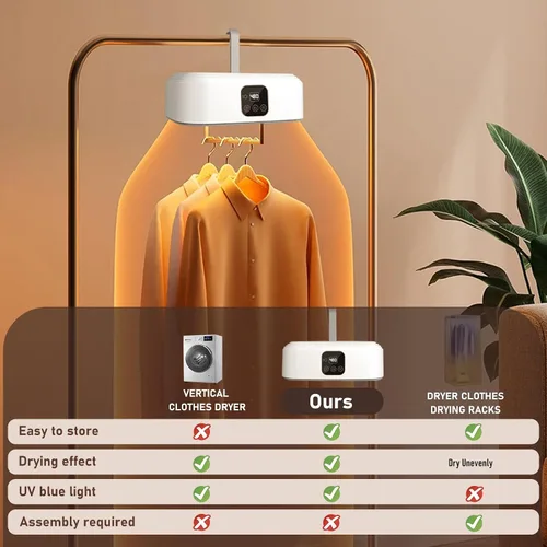 Miniatura 3 de Secadora de ropa portátil, mini secadora de ropa de 600 W con control remoto, pequeña secadora eléctrica plegable compacta con bolsa seca