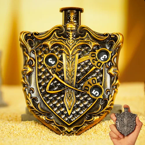 Miniatura 20 de UD - Juego de dados mecánicos de ruleta únicos DND Steampunk Dragones de metal D y D con dados TRPG DND 7 en 1 Spinner Metal D&D Juego de dados