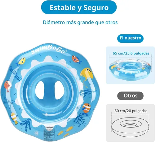 Miniatura 2 de Flotador inflable de natación para bebé con asiento de seguridad, juguetes divertidos para piscina para niños de 6 a 36 meses