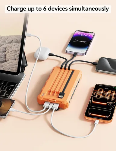 Miniatura 2 de Cargador solar-banco de energía – Cargador de batería solar de 20000 mAh, cargador de batería solar, cables integrados de carga rápida de 20 W