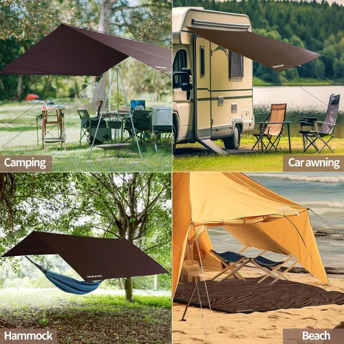 Miniatura 7 de JAICOM Lona Impermeable para Acampar - Toldo para Lluvia de Hamaca de 10X10 pies, Ultraligera y Portátil con Protección UV, Lona para Mochilero