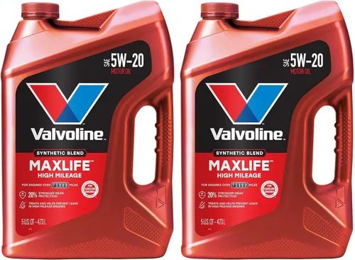 Valvoline - Aceite de motor, 5W-20, 5 cuartos de galón | Alto kilometraje | Mezcla sintética | Tecnología MaxLife | Paquete de 2