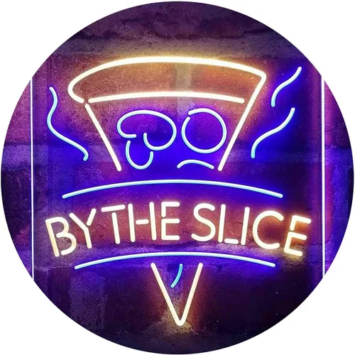 ADVPRO Pizza by The Slice Café - Letrero de neón LED de doble color, azul y rojo, 8 x 12 pulgadas st6s23-i4145-br