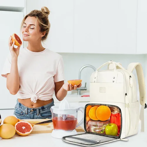Miniatura 7 de MATEIN - Mochila para mujer con fiambrera, mochila de 17 pulgadas con compartimento refrigerado para contenedores de almuerzo, mochila grande