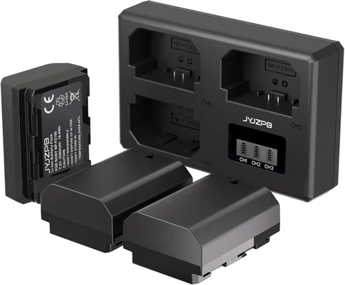 JYJZPB Paquete de 3 baterías NP-FZ100 y cargador de batería triple | Capacidad de 2280 mAh cada paquete, para cámaras Sony A7III A7IV A7R III A9