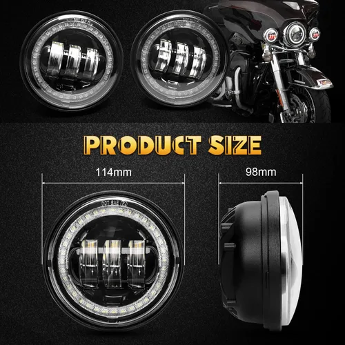 Miniatura 5 de LX-LIGHT lámparas Cree LED para niebla, 2 unidades, cromadas, de 4.5 pulgadas para motocicletas Harley Davidson