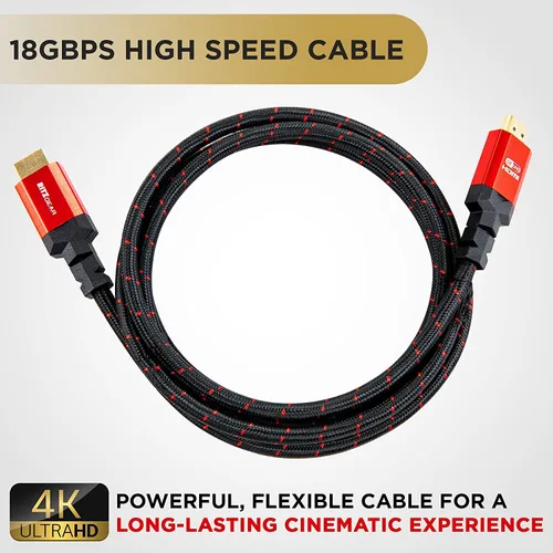 Miniatura 3 de Ritz Gear Cable HDMI 2.0 4K de 15 pies [paquete de 2] cable de nailon trenzado de alta velocidad de 18 Gbps y conectores dorados - 4K