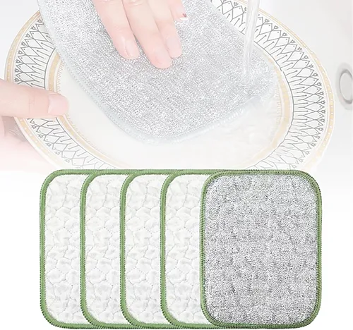 Paño de alambre de doble cara sin arañazos, trapos multiusos para lavar platos de alambre húmedo y seco, no rayan, almohadillas de metal
