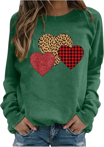 Miniatura 90 de Sudadera de manga larga con estampado de leopardo y corazón para mujer, para el día de San Valentín, sin botones, para niñas, regalos