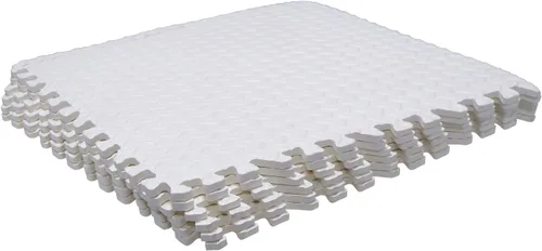 Miniatura 3 de Alfombrilla blanca de 6 x (24 pies cuadrados) para gimnasio, 24 x 24 pulgadas, espuma EVA, ejercicio entrelazado, rompecabezas de fitness, tapete