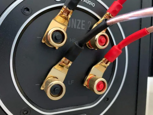 Miniatura 5 de 4 conectores de pala, 45 grados de cobre puro de audio tenedor Y enchufe de espada con tubo termorretráctil y llave hexagonal, enchufes de cable