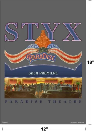 Miniatura 3 de Styx Paradise Theatre - Póster de música rock clásico, estilo retro, vintage, de los años 70 y 80, banda estética, póster de 12 x 18 pulgadas