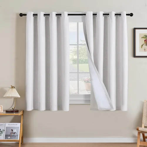 Miniatura 94 de H.VERSAILTEX Cortinas opacas de lino de 63 pulgadas de largo, 100% absolutamente opacas, con aislamiento térmico, con textura de lino, con ojales
