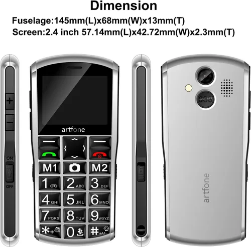 Miniatura 6 de artfone A400 4G Volte Teléfono celular con botón grande desbloqueado para personas mayores, teléfono celular para personas mayores y niños con botón