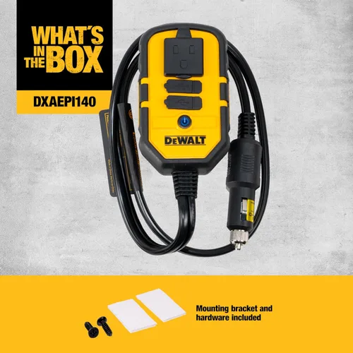 Miniatura 6 de Inversor de corriente DeWalt DXAEPI140 de 140 W con dos puertos USB: de 12 V de CC a 120 V de CA