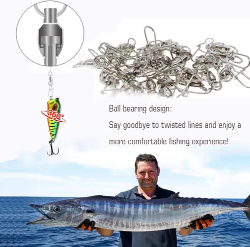 Miniatura 5 de AMYSPORTS Cojinete con Doble Bloqueo para Pesca con Snap, Cojinetes Giratórios de Acero Inoxidable para Cañas de Pesca, Cojinetes con Punta