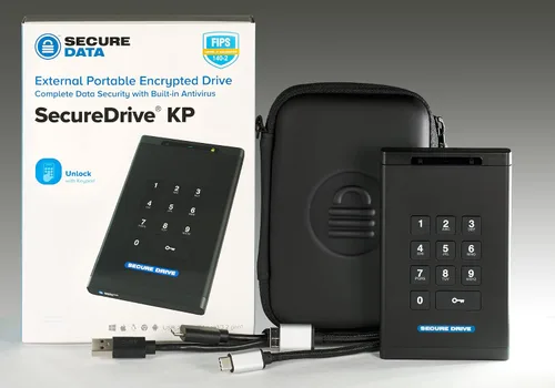 Miniatura 2 de SecureData SecureDrive KP - Unidad externa USB 3.0 cifrada de hardware de 1 TB FIPS 140-2 Nivel 3 Desbloqueo a través del teclado compatible