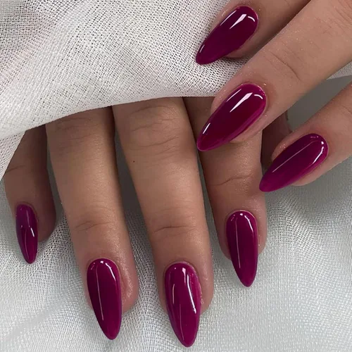 Miniatura 48 de Uñas postizas a presión marrón café, uñas postizas medianas de almendra, color sólido, cobertura completa, uñas postizas artificiales brillantes