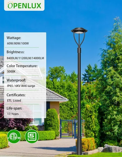 Miniatura 21 de Luz LED para poste superior, certificación ETL, 80 W, 64 W, 48 W, ajustable, 3 CCT, luces de poste para exteriores ajustables con fotocélula IP65