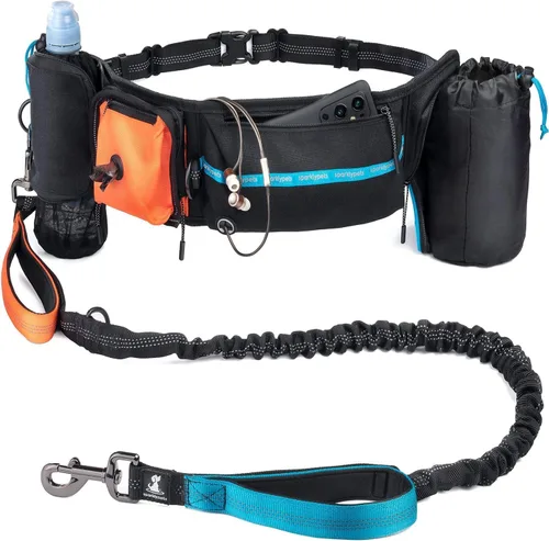 Miniatura 41 de SparklyPets Double Bungee Waist 2 Dog Leash with Back Brace – Dual Dog Leash for Medium/Large Breeds – Running Belt Fanny Pack with Phone, Waste