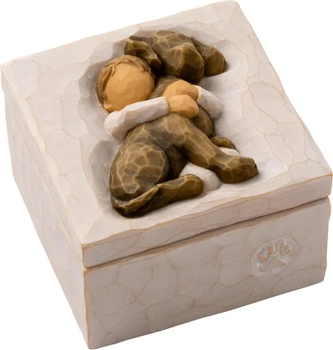 Miniatura 10 de Willow Tree Hug (perro dorado), caja de recuerdo esculpida pintada a mano