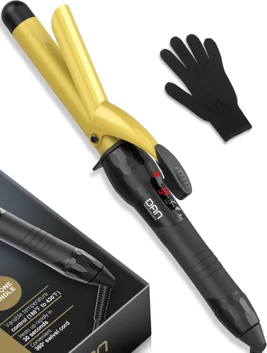 DAN Technology Rizador de pelo de barril grande de 1 pulgada, rizador de pelo de cerámica turmalina con pantalla LCD (180 °F a 430 °F),