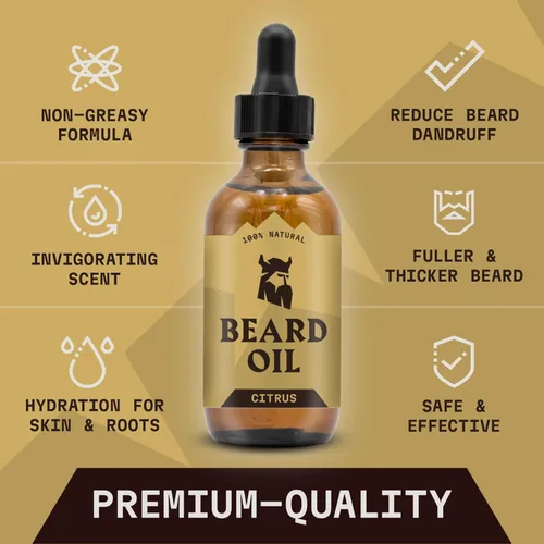 Miniatura 2 de Striking Viking Aceite cítrico para barba para hombres, 2 onzas líquidas, fórmula hidratante y suavizante, apoya el crecimiento más completo