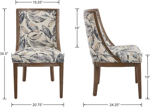 Miniatura 2 de LZAREAL Juego de 2 sillas de comedor de granja tapizadas con respaldo alto curvado para cocina, restaurante, cafetería, hogar, patas de madera
