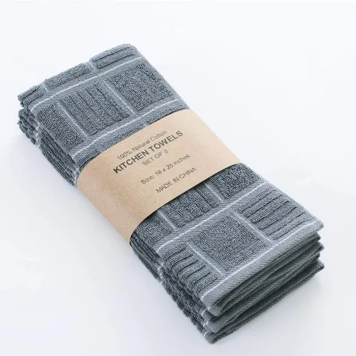 Miniatura 2 de Anyi Toallas de cocina de 100% algodón gris, paños de cocina absorbentes con asa para colgar, toallas de mano de cocina suaves para lavar y secar