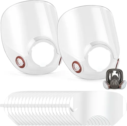 Miniatura 8 de Tellegloww 1 pieza de piezas de repuesto compatibles con lentes de la serie 6000 de respiradores de cara completa y 10 piezas de cubiertas de lentes