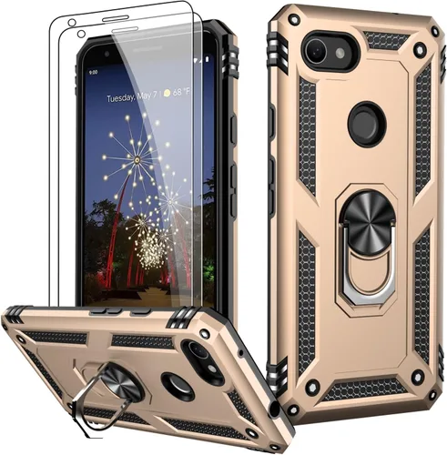 Miniatura 111 de LUMARKE Funda para Google Pixel 5 con protector de pantalla, pasa 16 pies, probada en caídas, grado militar, con soporte de anillo magnético, Rojo