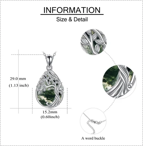 Miniatura 108 de ONEFINITY Collar de plata de ley 925 con diseño de árbol de la vida con colgante de nudo celta de concha de abulón para mujer