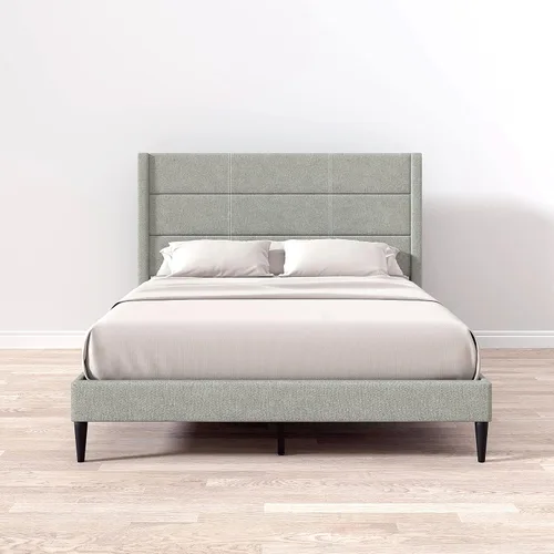Miniatura 6 de Glenwillow Home Pax - Base de cama tapizada con plataforma tapizada, respaldo de alas, base de colchón, soporte de listones de madera, no necesita