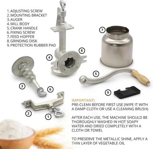 Miniatura 3 de Molino de grano de hierro de mano, molino manual, molinillo de alimentos, molinillo de maíz para grietas de mano, granos de manivela, avena, maíz