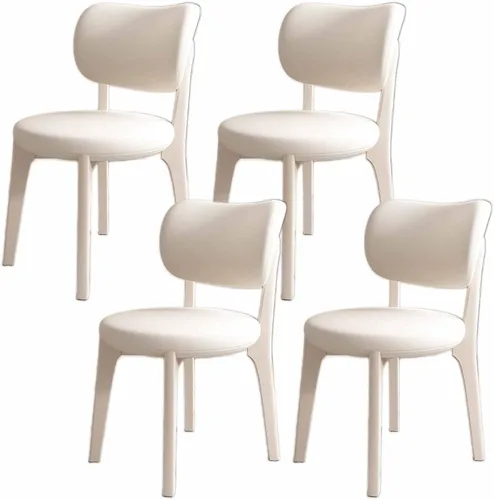 Miniatura 39 de Juego de sillas de comedor de madera modernas con respaldo curvado, sillas de cocina tapizadas con marco de madera, sillas laterales sin brazos