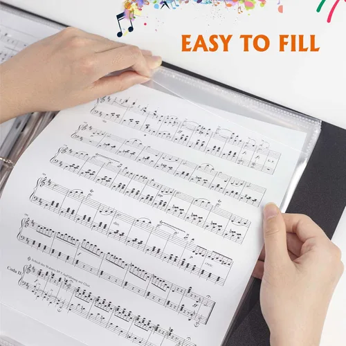 Miniatura 3 de Carpeta de partituras musicales, carpeta de música tamaño carta, capacidad de 80 páginas, carpeta de coro escribible, apto para papel de 8.5 x 11
