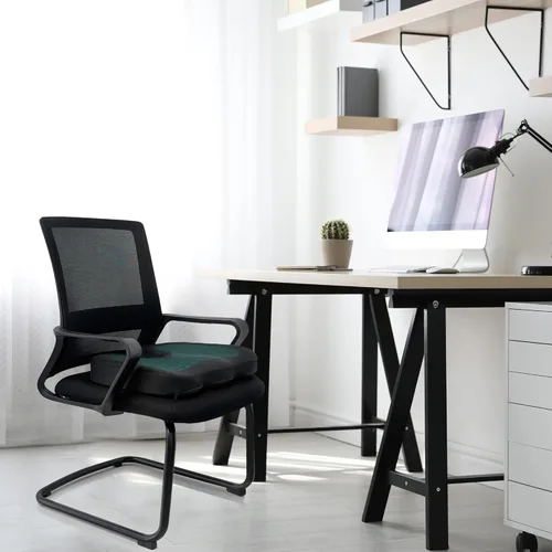 Miniatura 7 de Amazon Basics Cómodo cojín de asiento para sillas de oficina, espuma viscoelástica mejorada de gel, color negro