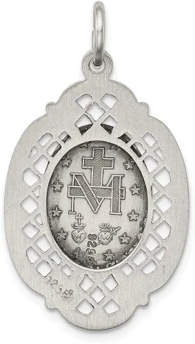 Miniatura 3 de Colgante de plata de ley 925 con diseño vintage de Virgen María antigua y reza por nosotros medalla milagrosa con dije de María 1299in x 0709in Metal