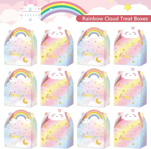 Miniatura 7 de Leinuosen Cajas de regalo de nube arcoíris – Bonitas cajas de recuerdo de fiesta, golosinas de dulces, cajas de regalo para niñas, niños y niños