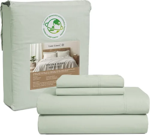 Miniatura 31 de LANE LINEN Juego de sábanas tamaño individual – Sábanas suaves de fibra larga 100% algodón en tejido percal, prelavadas, con facilidad