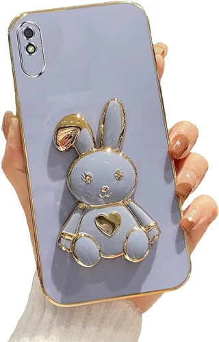 Miniatura 110 de Estuche con soporte de conejo de corazón para Xiaomi Redmi Note 10S, galvanizado suave TPU protector delgado a prueba de golpes con lindo conejito