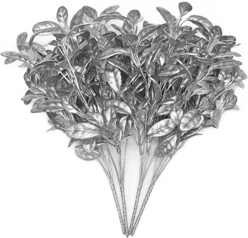 Miniatura 35 de Plantas artificiales Golden Baby Breath Gypsophila, para decoración de Navidad, plantas falsas, arbustos de helecho, arbustos sintéticos, Aliento