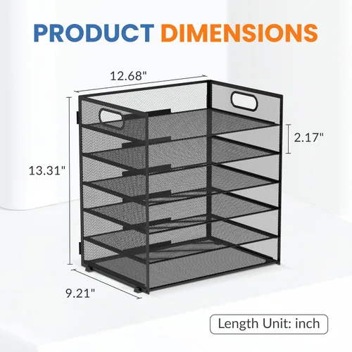 Miniatura 3 de Daltack Organizador de papel de 6 niveles para escritorio, organizador de bandejas de papel para escritorios, organizadores de archivos de Negro