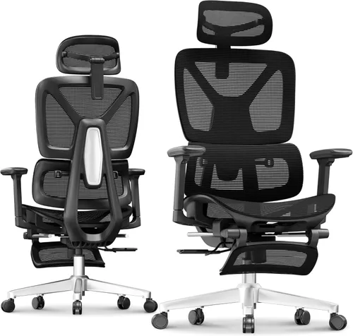 Miniatura 13 de FLEXISPOT ErgoX Premium - Silla de Oficina Ergonómica Premium con Reposapiés - Reposabrazos 3D Ajustables, Soporte Lumbar Dinámico, Función de Crema