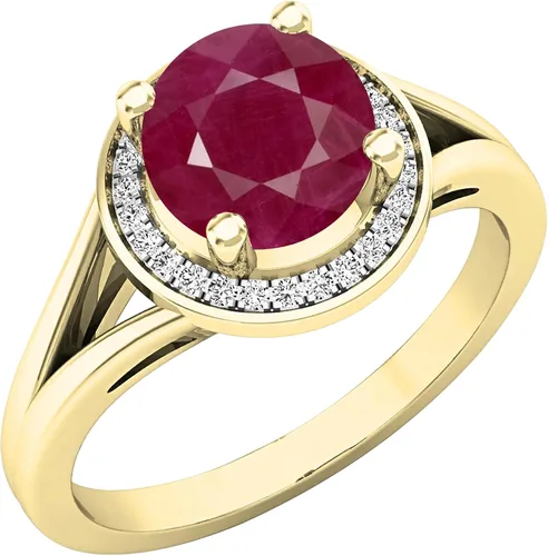 Miniatura 88 de Dazzlingrock Collection Anillo de compromiso redondo de 0.276 in con halo de diamante blanco y vástago dividido para ella en oro macizo de 14